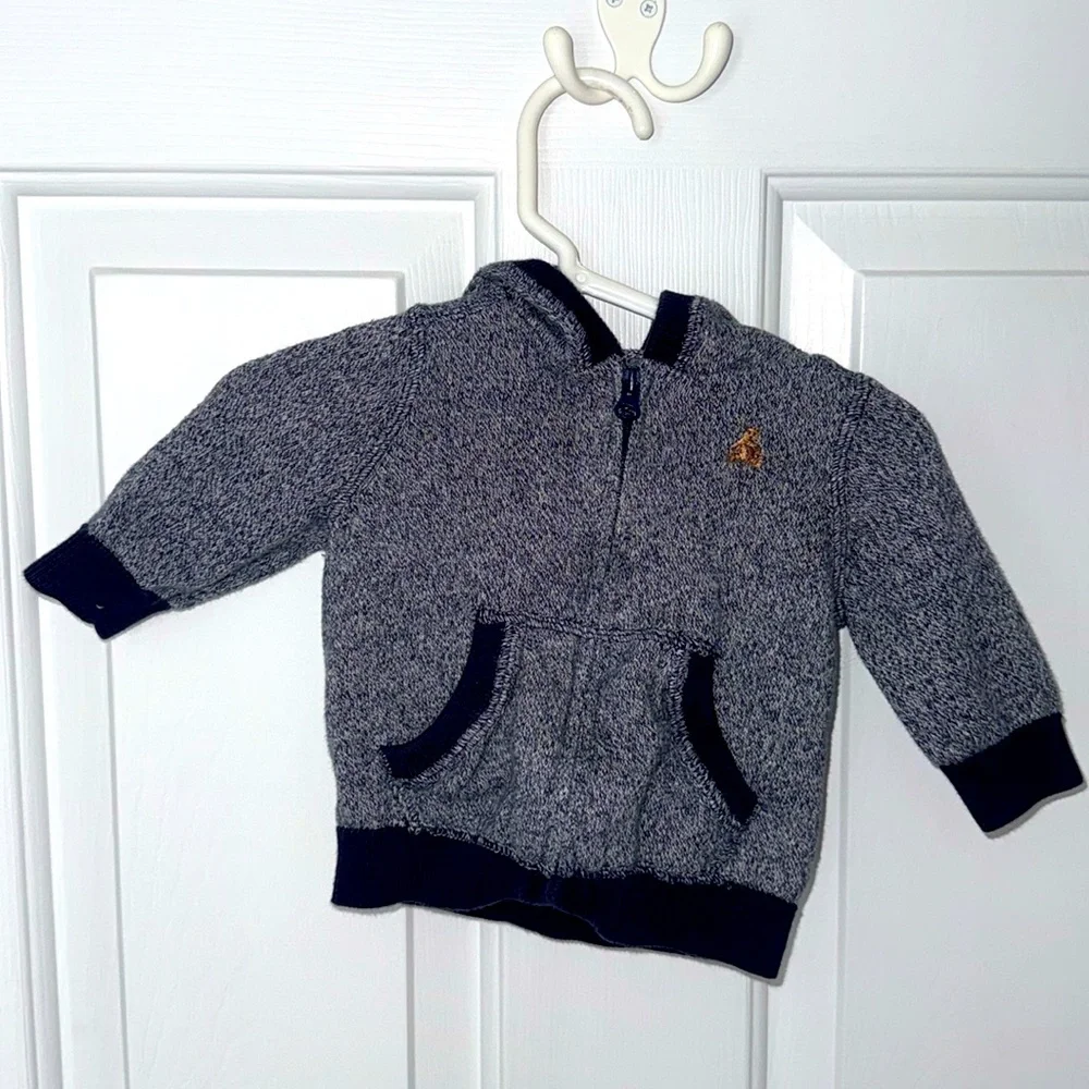 Baby Gap Marled Zippered Sweater Hoodie in Dark Night Size 3-6 Months